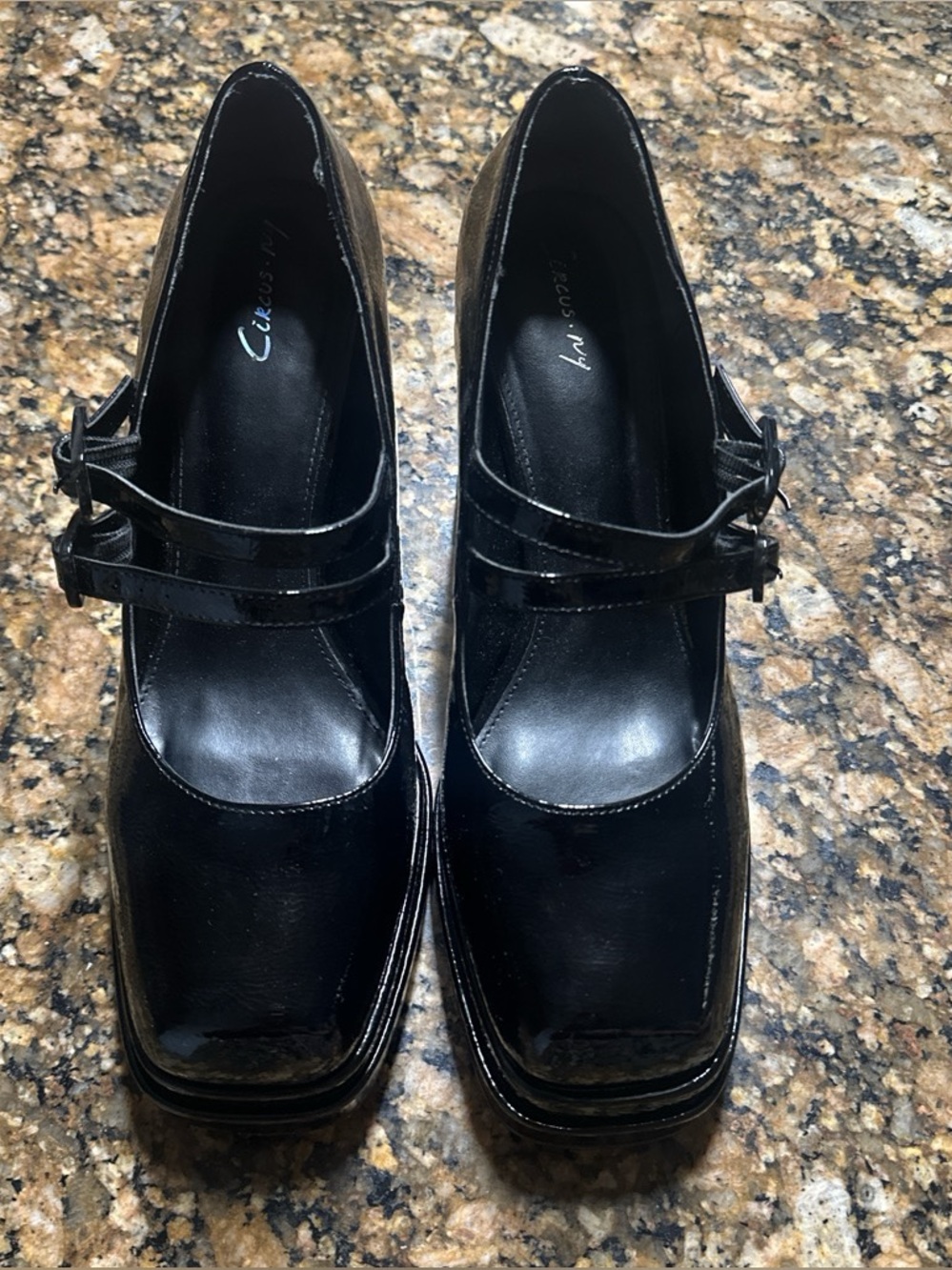 🖤 Circus NY by Sam Edelman Black Patent Double-Strap Platform Mary Janes 🖤
